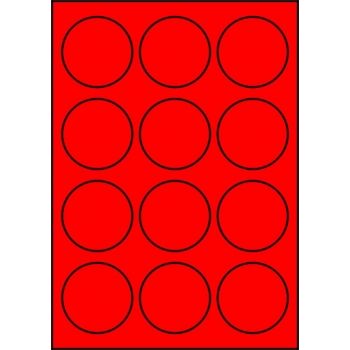 Etykiety A4 kolorowe Fi60 mm – czerwone